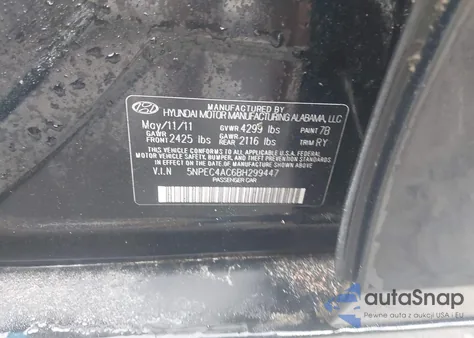 2011 Hyundai Sonata Se/Limited from USA, damaged, VIN 5NPEC4AC6BH299447